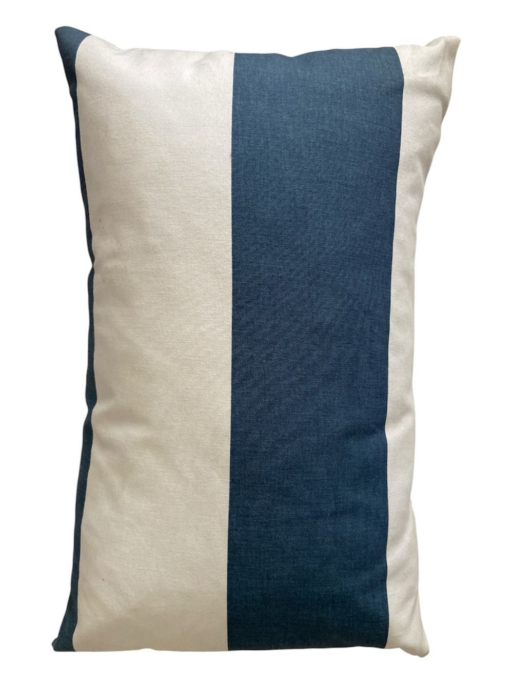 Navy and Cream Striped Lumbar Pillow